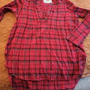 HOLDING HORSES Red Plaid Tunic Top